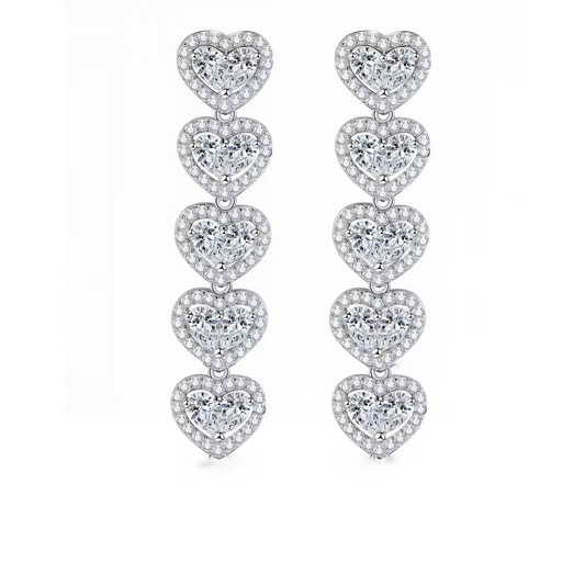 Five Little Hearts Earrings Silver