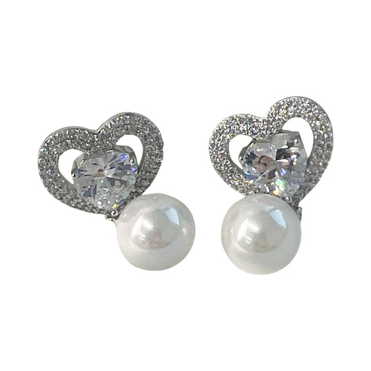Pearl Hart Crystals Silver Earrings