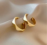 Faceted Hoop Earrings Gold 14K