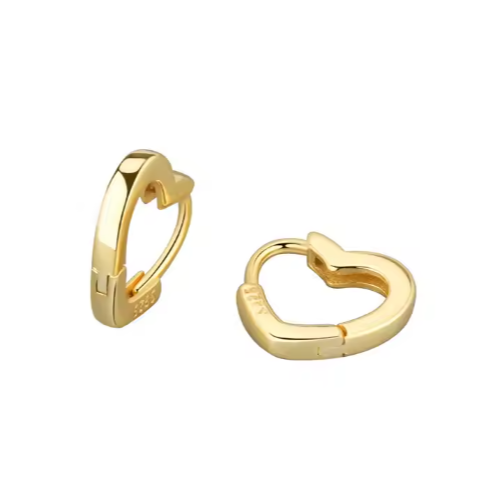 Tiny Heart Earrings Gold 14k
