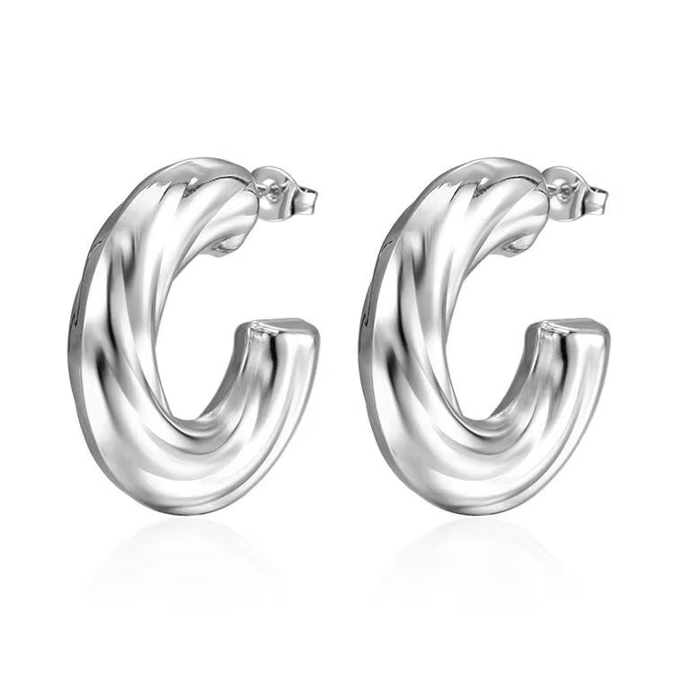Sunset Hoop Earrings Silver