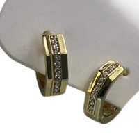 Diamond Row Hoop Earring Gold 14K
