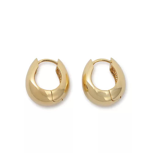 Mini Chic Chunky Oval Huggie Hoop Earrings Gold 14K