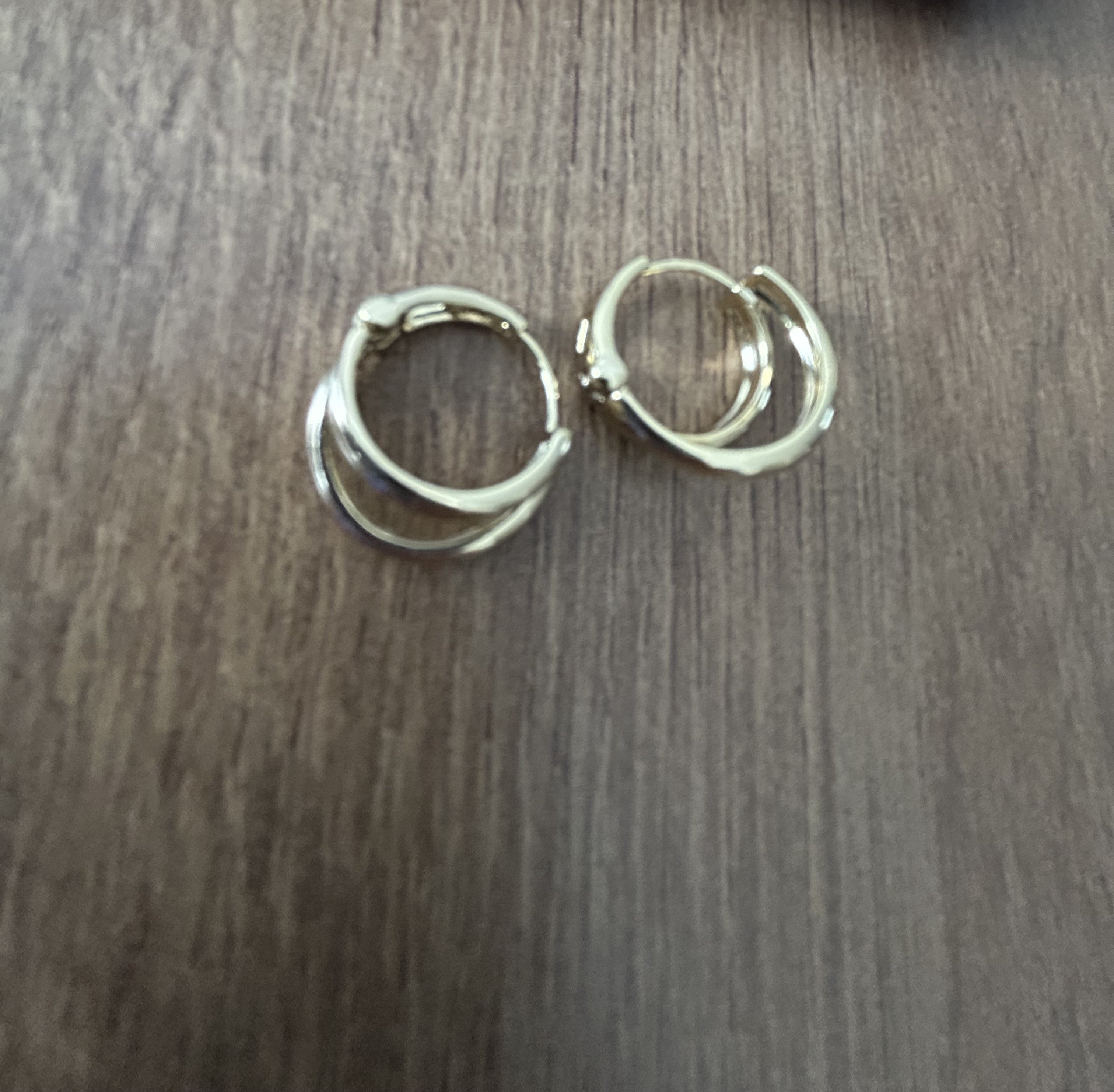 Double Little Hoop Earrings Gold 14K