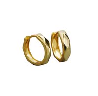Faceted Hoop Earrings Gold 14K
