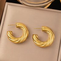 Wave Hoop Earrings Gold 14K