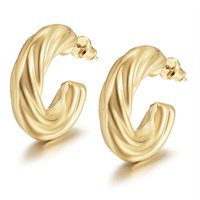Wave Hoop Earrings Gold 14K