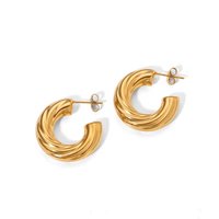 Wave Hoop Earrings Gold 14K