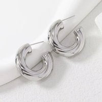 Wave Hoop Earrings White Gold