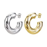 Wave Hoop Oorbellen Wit Goud
